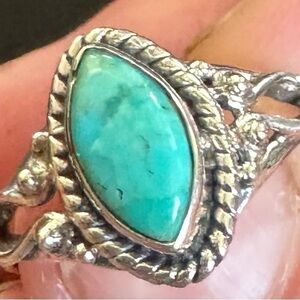 Genuine Turquoise Sterling Silver Women's Ring size 9